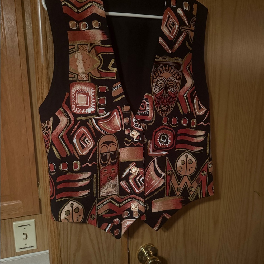 Tribal Print Women's Vest - Black and Red